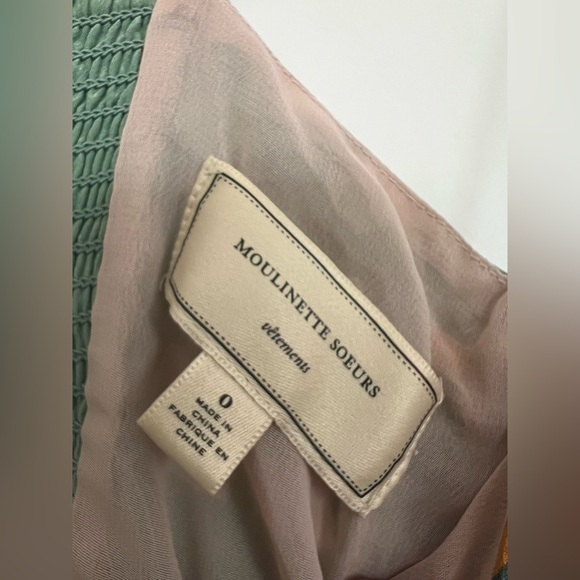 Anthropologie | Moulinette Soeurs Floral Silk Mini Dress | Size 0 - Picture 4 of 6